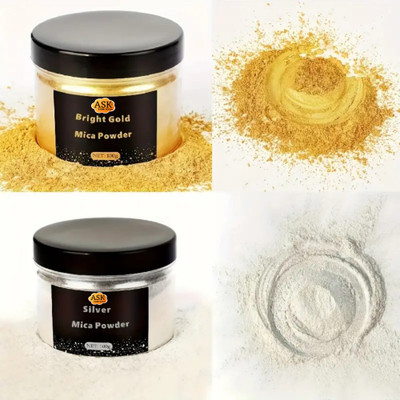 ask vark wala Golden Silver Mica Powder, 3.5oz/2 X 100g -Premium Pearl Pigment for Epoxy Resin
