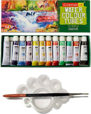 Kokuyo Camlin Kokuyo Student Water Color Tube - 5ml Each, 12 Shades with Tray and Brush