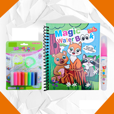 SONI CREATION ENTERPRISE Magic Water Colouring Book || Reusable Colouring Pages || Magic Pen || Clay