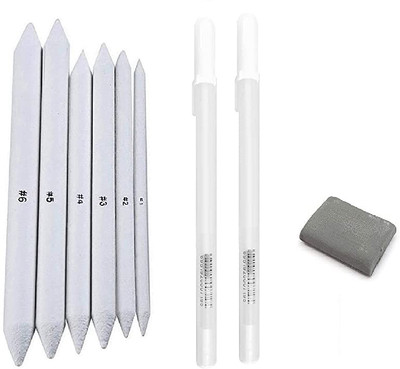 mixale White Gel Highlighter Pen With Paper Blending stumps or Kneadable Eraser