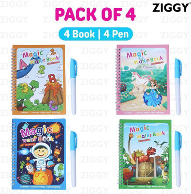 Ziggy Reusable Water Painting Book Water Magic Colouring Book With Water Filling Pen