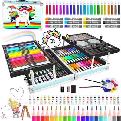 Wynhard Professional 145 Pcs Unicorn Art Set Deluxe Drawing & Painting Kit for Kids