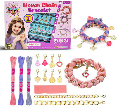 Wembley Woven Chain Thread Bracelet Making Kit Girls with Charms Friendship Wrist Band