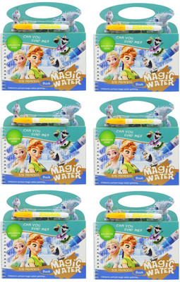 Asera Fairy Tale Theme Reusable Magic Water Painting Book Doodle Pad for Kids (6 Pcs)