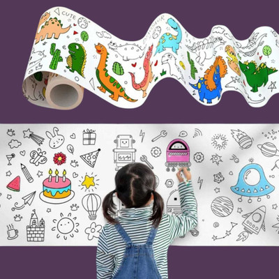 FlyTouch Kids Painting Paper Roll Graffiti Colorful Doodling Papers Drawing Fill Color Aj