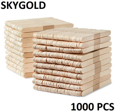 SKYGOLD WOODEN ICE CREAM STICKS PACK OF 1000 FOR ART & CRAFT (WHITE)