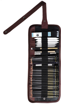 TouchCool Artist Sketching Pencils Art Kit with 36 Items and Waist Rolling Pouch
