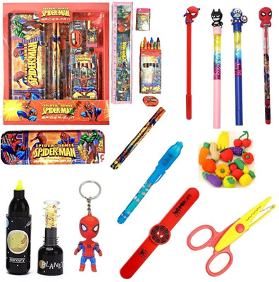 Prezzie Villa 20 pieces Spiderman Theme Art Gift Stationery Combo Return Gift for kids boys
