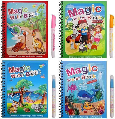 zamaz Reusable Magic Water Book for Painting Children's Cartoon Images with Water Pen