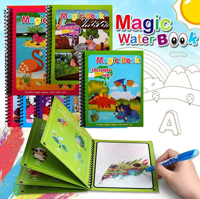 Bestie Toys Reusable Magic Water Book Set Of 1 Water Colouring Book Sketch Pad Sketch Pad(4 Sheets, Pack of 4)
