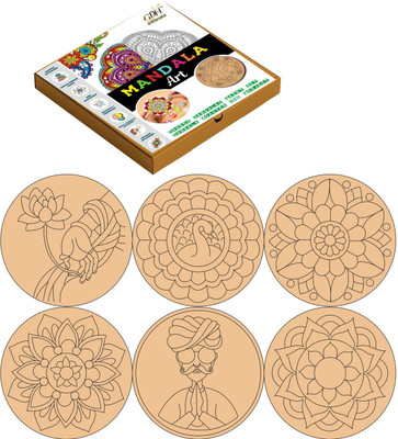 GiftDenaHai Mandala Art DIY Coaster Painting Kit - 6 Pre-Marked for Birthday Gift (103)