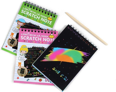 rvmart Scratch Book for Kids Creative Drawing Activity with Stylus,10 Paper Sheets RV02