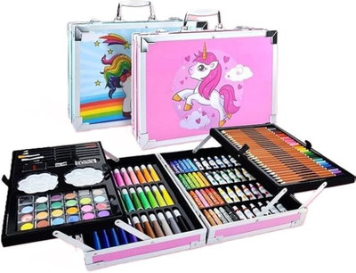 Tiny Tales 145 Pcs Unicorn Professional Deluxe Art Set, Drawing Kit with Colored Pencils