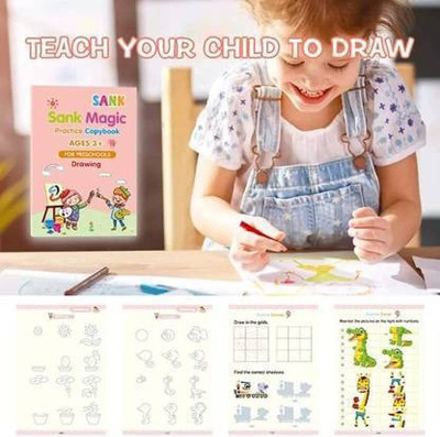 Honch Magic Practice book,Reusable Calligraphy Tracing Book Set-4 BOOKS+5 REFILL