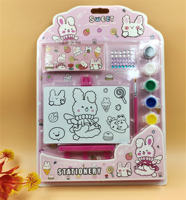 Paper Bear Pink Rabbit Sweet Canvas Paint Set