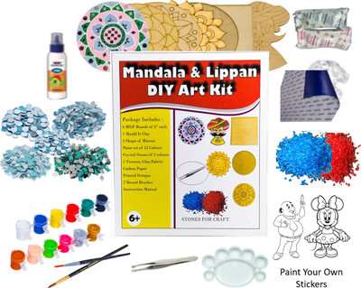 Lasella Art and Craft Diy Mandala and Lippan Art Kit with Paint your Stickers