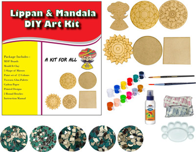 Lasella Lippan and Mandala Art Kit DIY with Stones Mirrors