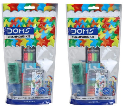 DOMS Champions Kit: Essential School Pack with 6 Stationery Items | 2-Pack Gift Set