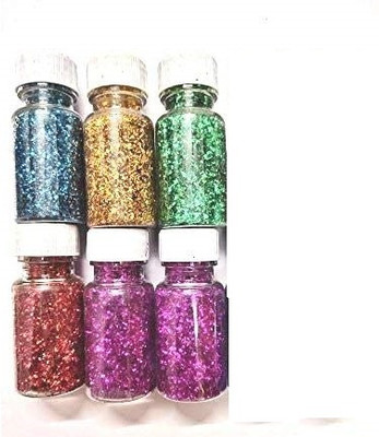 Freedy pack of 6 Box of Fine Glitter Powder Boxes for Art & Craft Works multicolored
