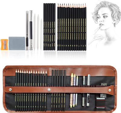 SVULINT 29 Pieces Professional Sketching & Drawing Art Tool Kit with Graphite Pencils