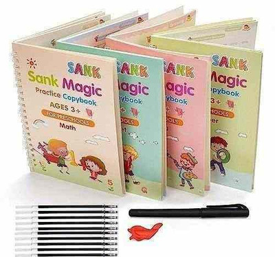 RIMPOO MAGIC BOOK ENGLISH LANGUAGE ALPHABET AND NUMBER 4BOOK+10REFILLS+1PEN+1GRIP-599