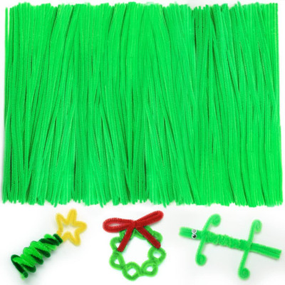 Prescent 12inch Pipe Cleaner Green 100pcs for Hobby Craft, Scrapbooking, DIY & more