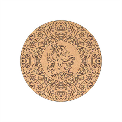 Huckwood Round Ganesha diy mdf premark cutout large size