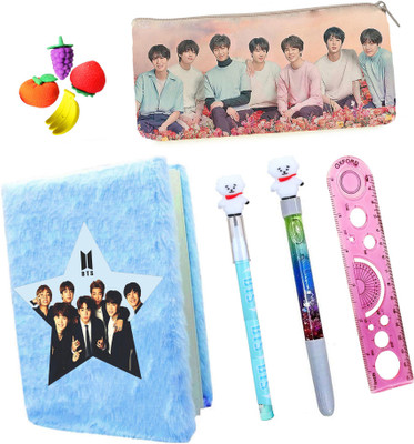 Neel BTS ARMY Team Stationery Set for Kids-Diary/Pouch/Pen/Pencil/Eraser/Scale