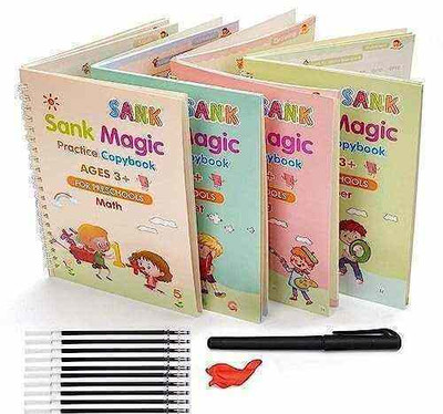 RIMPOO MAGIC BOOK ENGLISH LANGUAGE ALPHABET AND NUMBER 4BOOK+10REFILLS+1PEN+1GRIP-391
