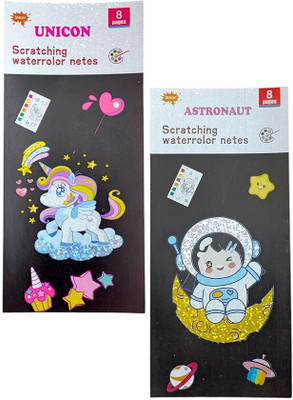 AMANVANI Cartoon Colouring Book, Arts and Crafts for Kids Scratch Book for Kids