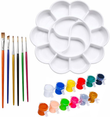 Art Bloom Colouring Art Set with Big Palette, Paint Brush 6 Set & Paint colour 12 Shades
