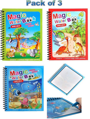 Aclipse Reusable Water Magic Coloring Books with Pen Drawing Books Educational Toys 3Pcs