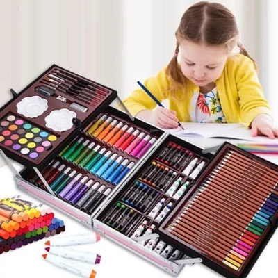 MGS 145 Pcs Professional Deluxe Art Set, Drawing Kit with Colored Pencils, Markers