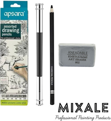 mixale Artists Apsara Sketching Pencil With Kneadable Eraser & Art Combo Set