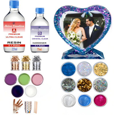 Shiva Creation Resin Art Heart-Shap Photho Frame With 300ML Primium ultra Resin And Pigments