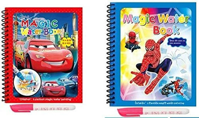 MACVL5 Magic Water Coloring Book Unlimited Fun with Drawing Reusable (Pack of 2) Sketch Pad(4 Sheets, Pack of 2)