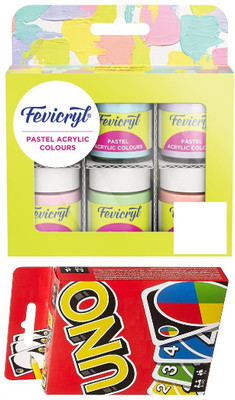 Fevicryl Multi Surface Pastel Acrylic Colours Kit 6 Shades X 15Ml With UNO Card