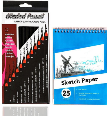 Wynhard 12 Pcs Art & Sketch Pencil Set 8B 6B 5B 4B 3B 2B B HB 2H Artist A5 Sketchbook