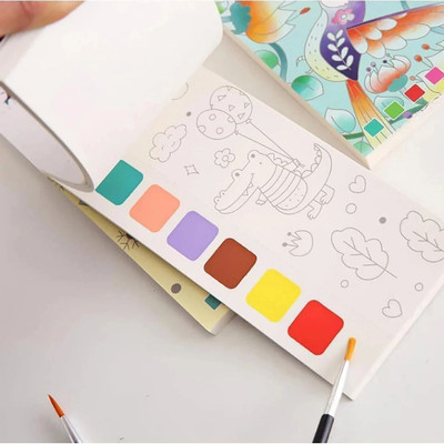 Bloombec Water Painting Book for Kids, 12 Sheets Water Coloring Book with Painting Brush