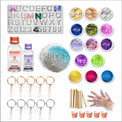 Shiva Creation Alphabate Keychain With Free agate Mold , 3:1 Premium Ultra Resin 200Ml