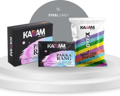 KADAM Pakka Rang Permanent Fabric Dye Colour | Shade No.16: Steel Grey | 25g Pack