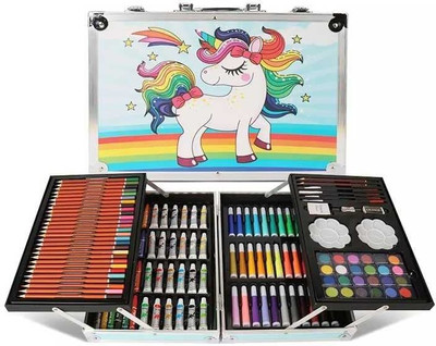 fixer Cute Unicorn 145 Pcs Children Deluxe Art Drawing Set for Kids and Professionals