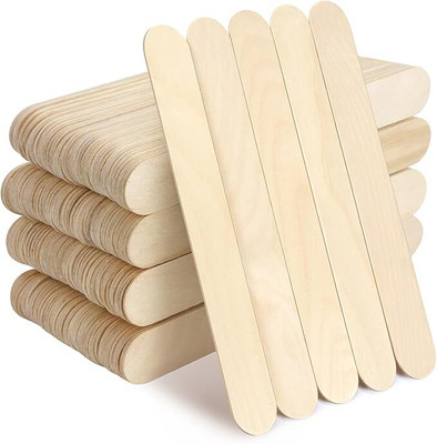 Freedy 200 White Wooden Craft Stick Premium Natural Wooden Piece Ice Cream Sticks-F