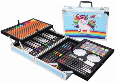 PRANCING UNICORN Art Set Drawing Painting Sketching 145 Pcs All in 1 Art Case Sketching