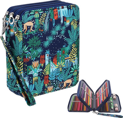 Climberty Series Cartoon Art Canvas Pencil Box(Set of 1, Multicolor)