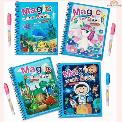 JellyPops Water Magic Book (Set of 4 Books)Water Quick Dry Book, Water Coloring Book
