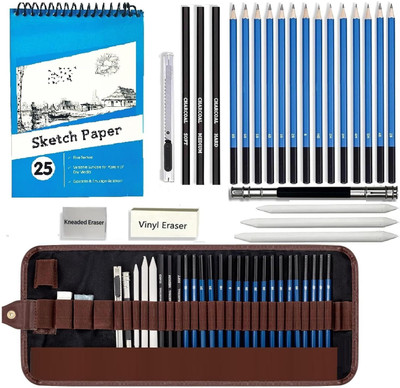 Soucolor 30 Pc Sketch Pencil Set Drawing Set Sketching Graphite Pencil With Drawing Book Pencil(Pack of 30)
