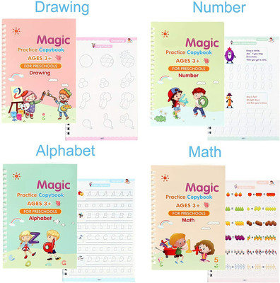 Magic Practice Copybook, Number Tracing Book For Preschoolers With Pen, Magic Calligraphy Copybook Set Practical Reusable Writing Tool Simple Hand Lettering(HARD BINDING, Others, LB LUBRICANTS)