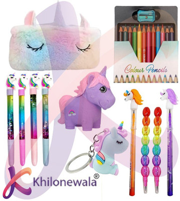 KHILOEWALE Unicorn stationery Combo for kids (Pack of 12)