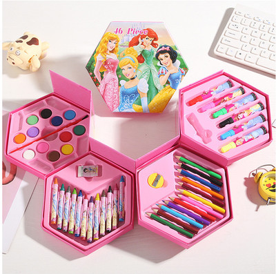 Aclipse 46-Piece Colouring Kit Box Fun for Kids Art Craft Crayons Pencils Water Colors